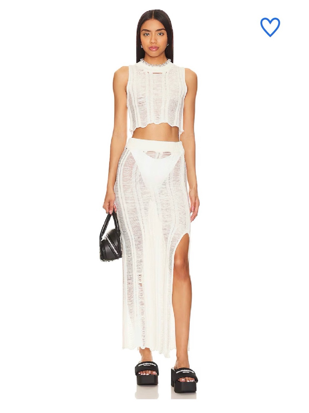 superdown White Knit Sweater with Care Tag